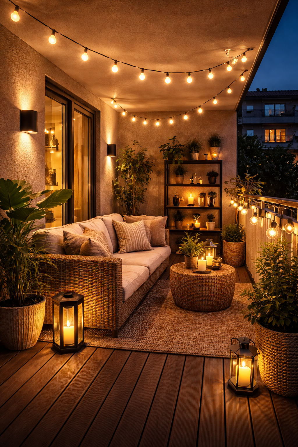 modern balcony lights LED outdoor decorative lighting cozy ambiance