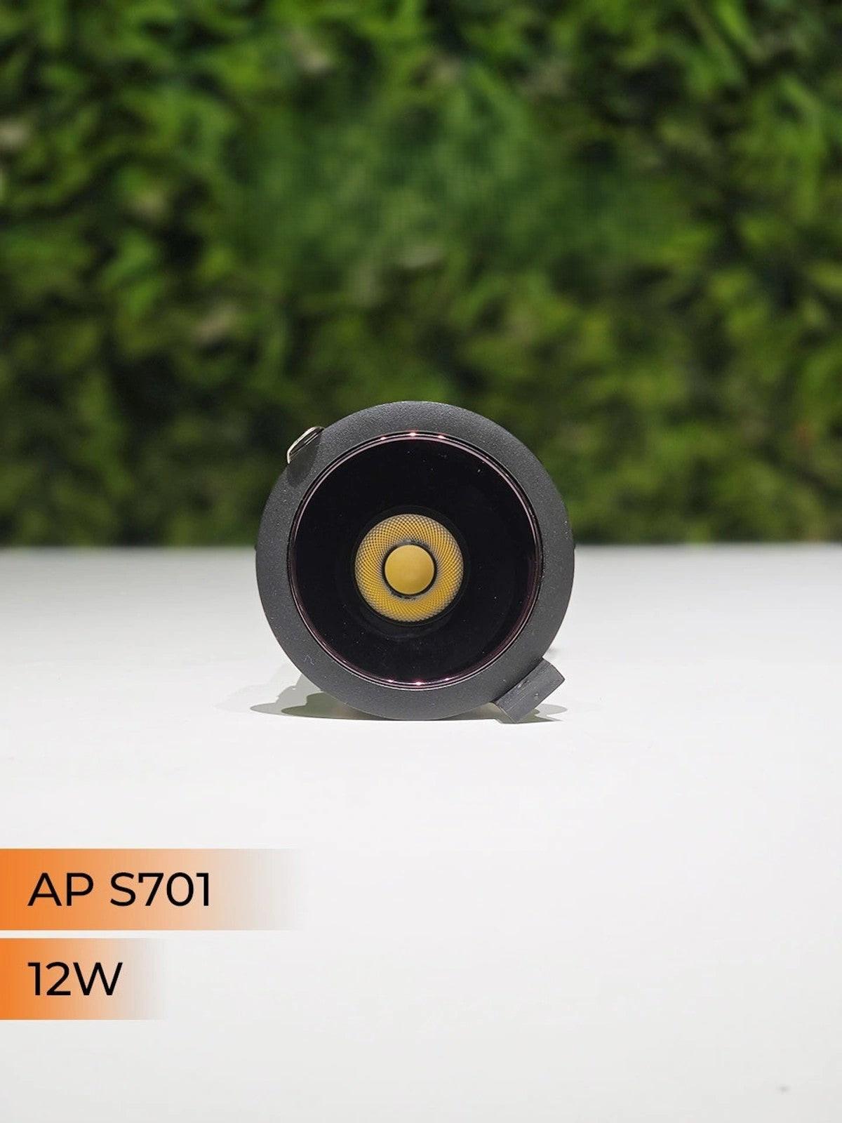 S 701 12W black deep recessed COB downlight PB reflector anti glare LED ceiling spotlight for modern interior lighting