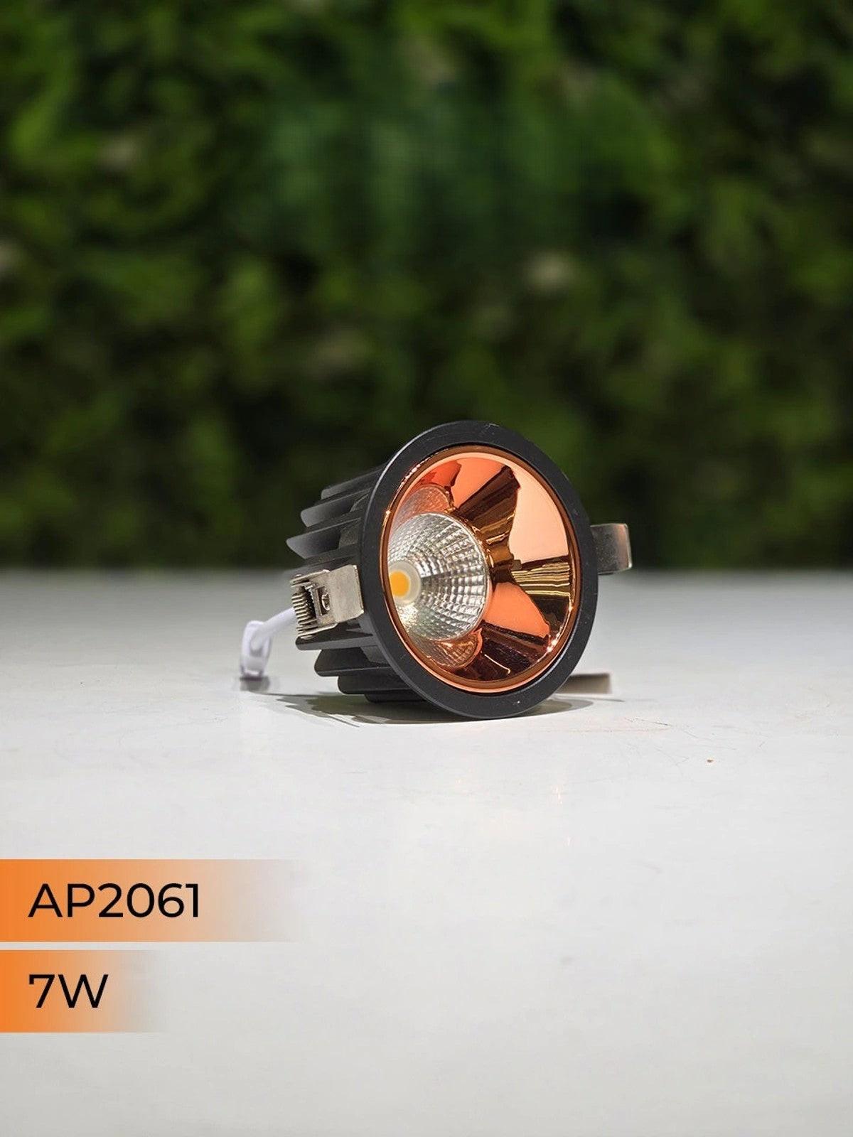 2061 7W black deep recessed COB downlight anti glare LED ceiling spotlight for modern interior lighting