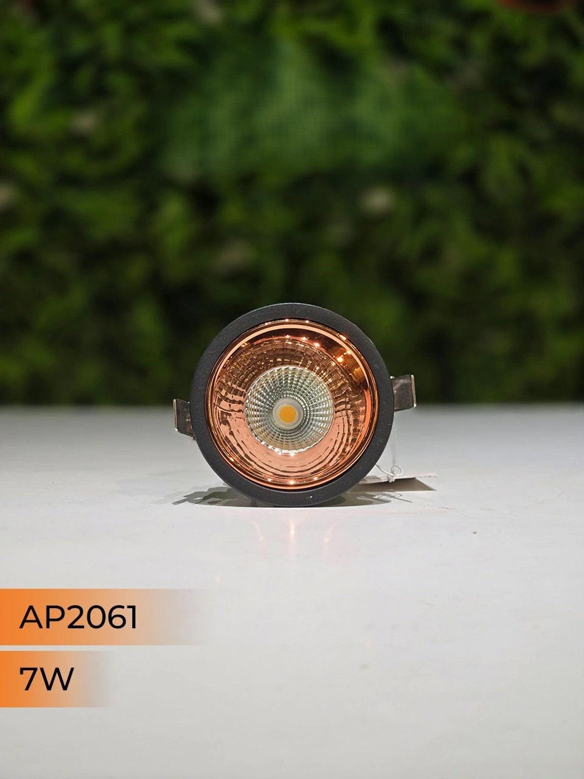 2061 7W black deep recessed COB downlight anti glare LED ceiling spotlight for modern interior lighting