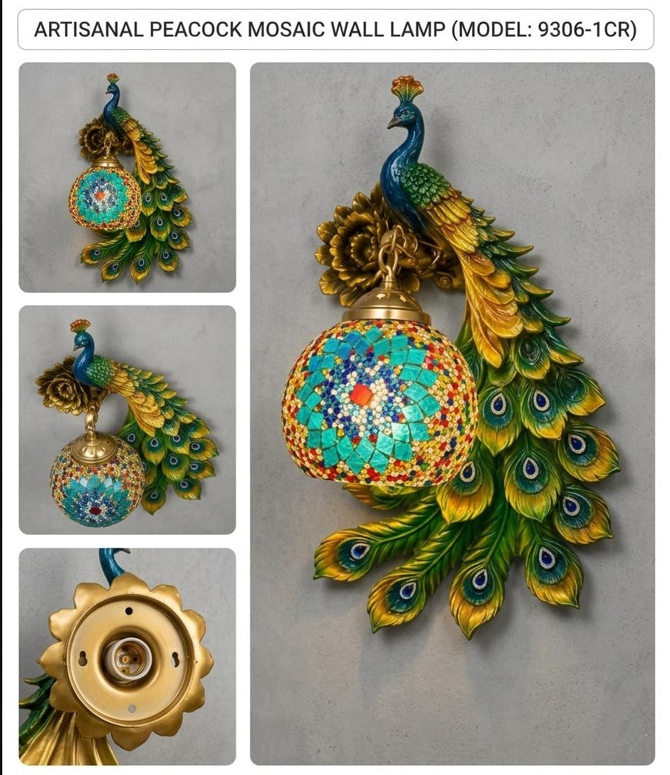 Peacock swing arm wall light decorative E27 wall lamp without bulb for luxury bedroom and living room interior décor
