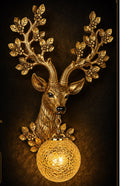 9374-GD luxury deer wall lamp with antique gold finish and crystal mosaic glass shade for elegant indoor decorative lighting